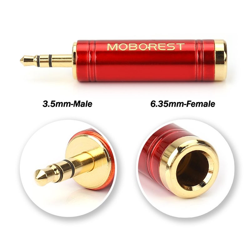 MOBOREST 3.5mm Male to 6.35mm Female Stereo Pure Copper Adapter, 1/8 Inch Plug to 1/4 Inch Jack Stereo Adapter, Can be Used Conversion Headphone adapte, amp adapte, Fashion 1Red+1Blue - Image 4